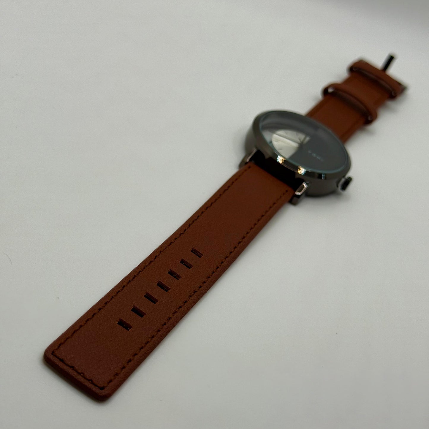 TOMI transparent dial with black leather strap