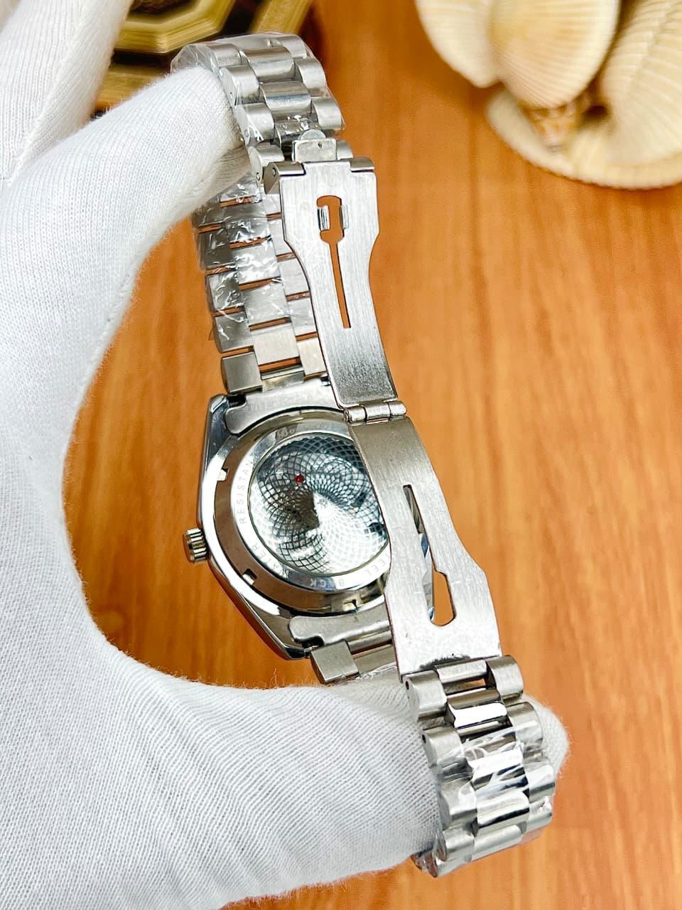 rolex silver with black dial SEMI AUTO