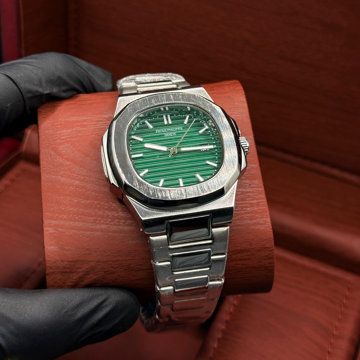 pp silver with green dial with date