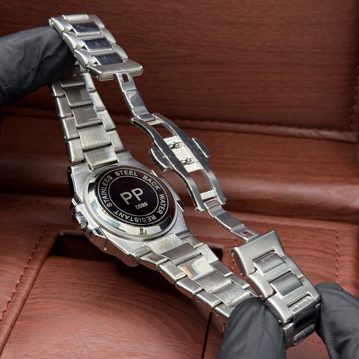 pp silver with blue  dial with date