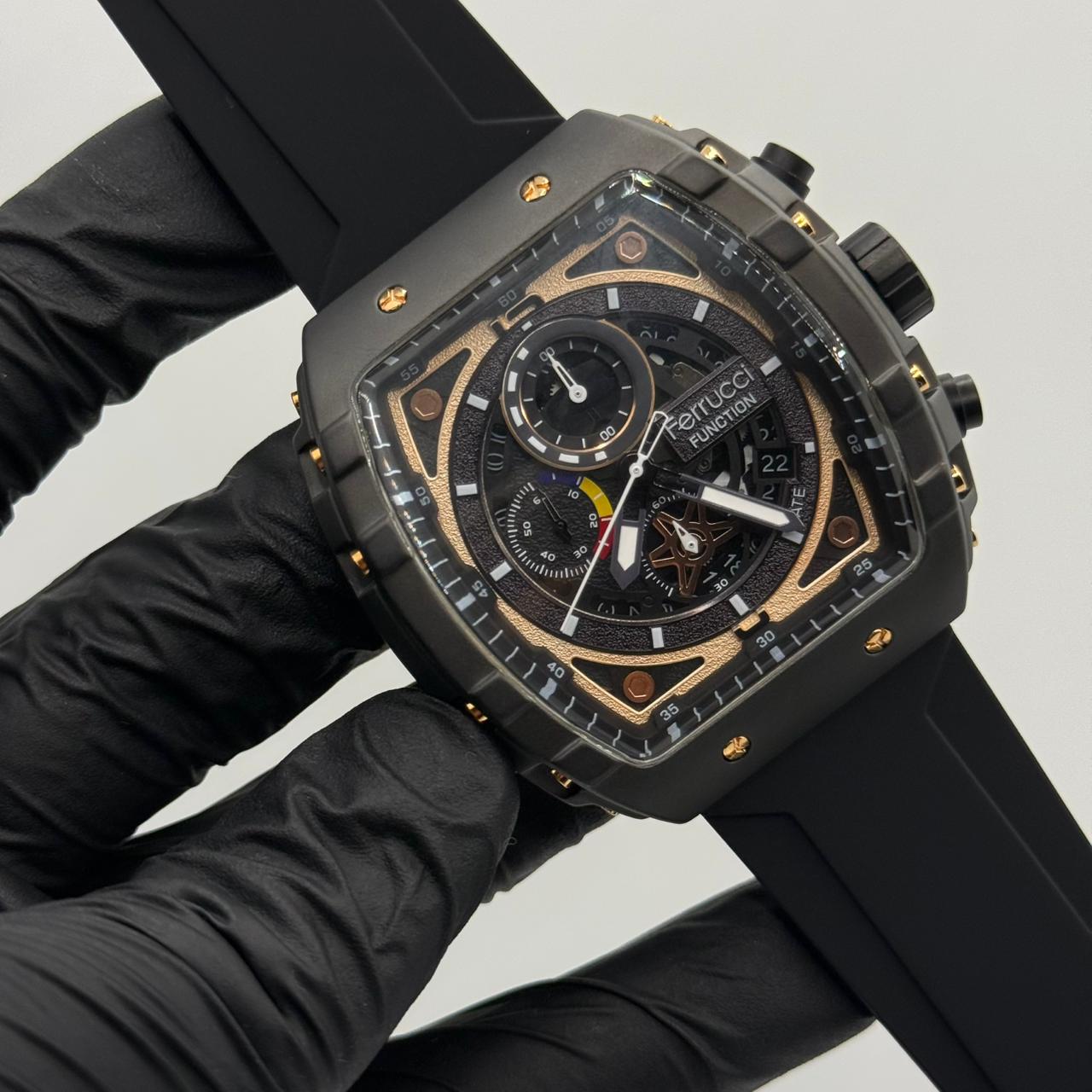 Ferrucci Stop watch  black  strap  with 1 year warranty