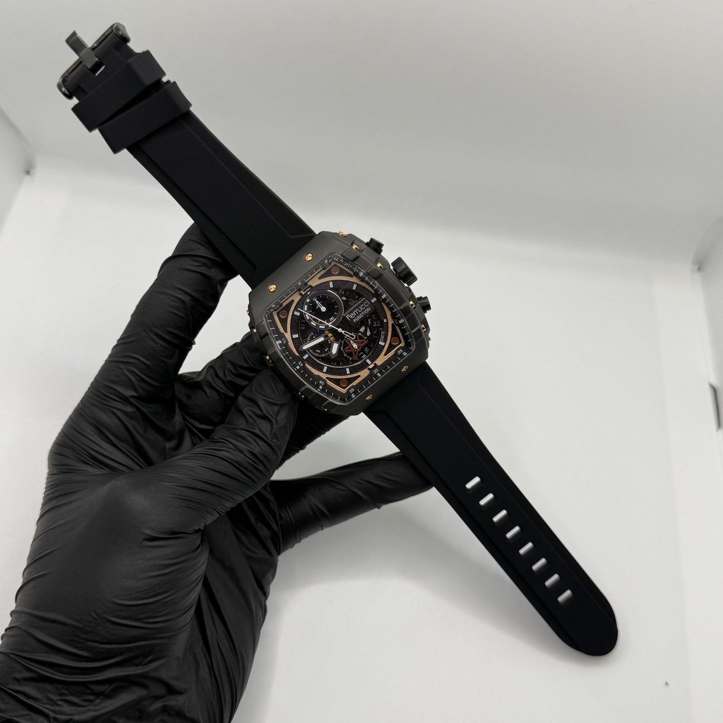 Ferrucci Stop watch  black  strap  with 1 year warranty