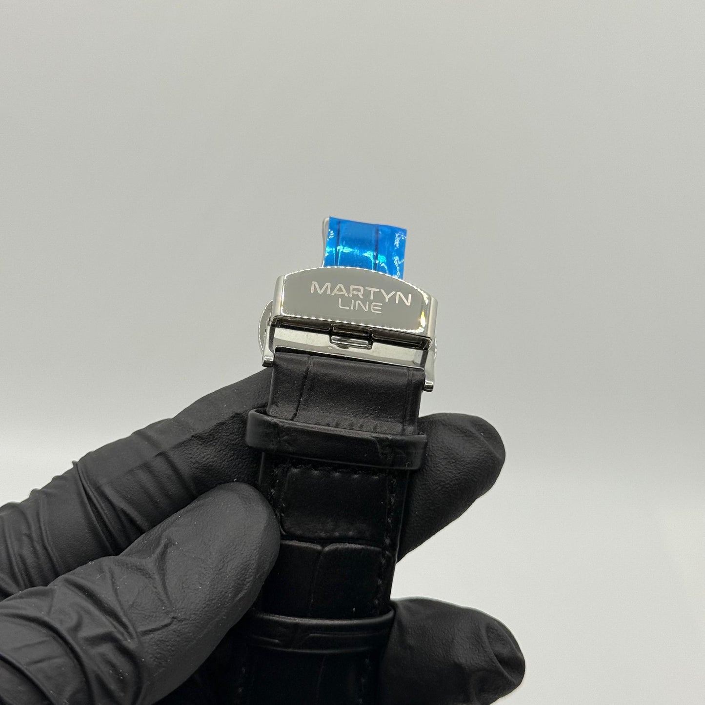 MARTIN white dial with black leather strap watch