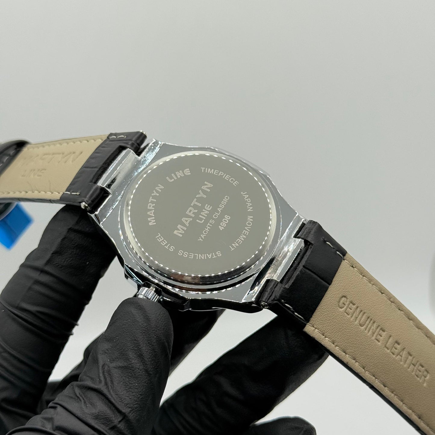 MARTIN white dial with black leather strap watch