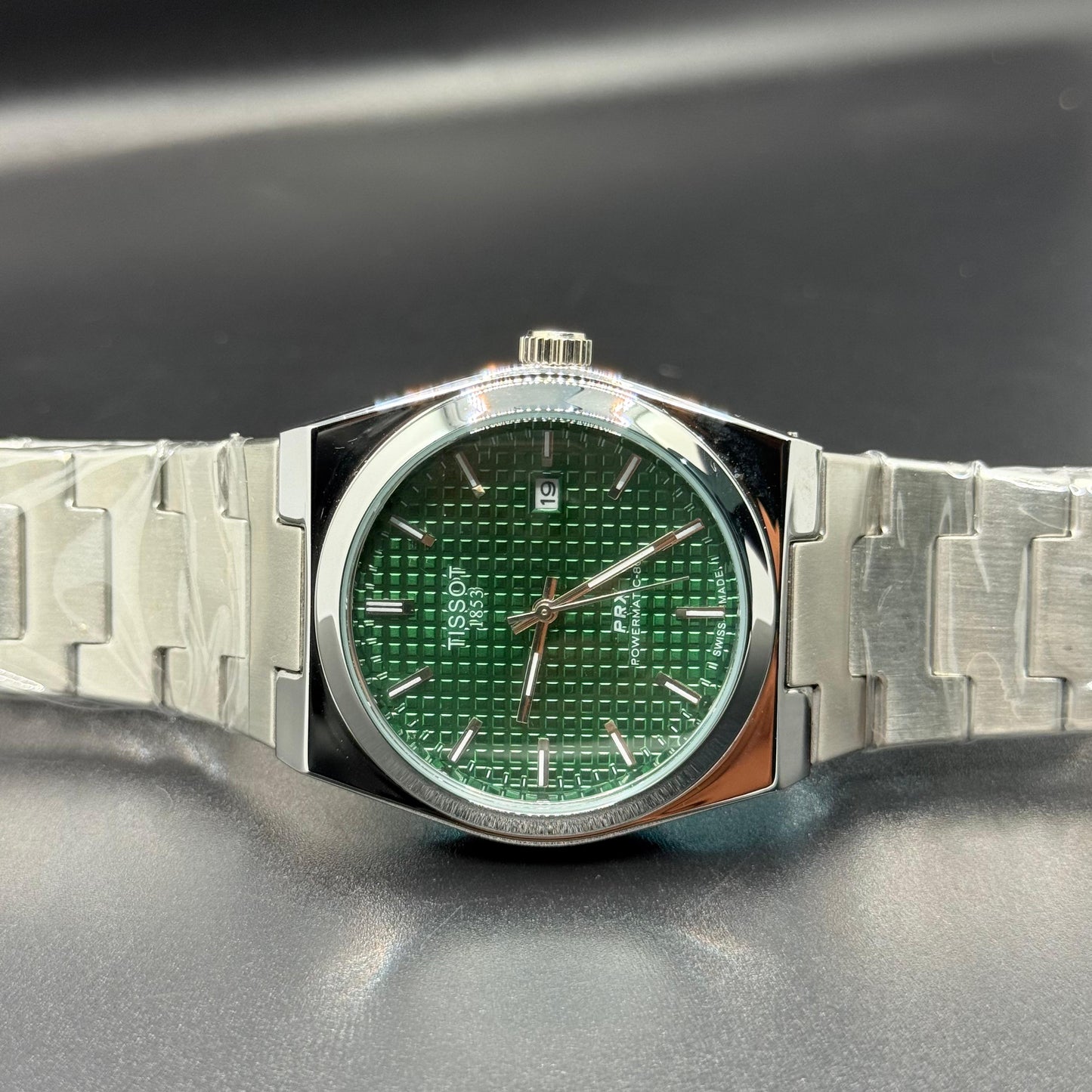 TISSOT PRX Green dial with silver chain