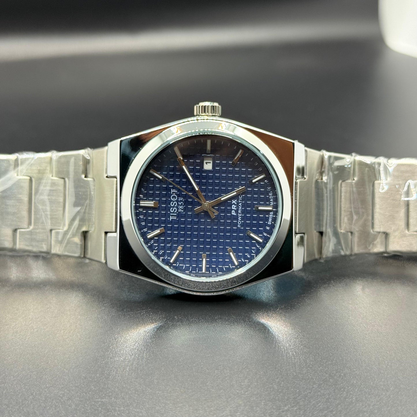 TISSOT PRR blue dial with silver chain