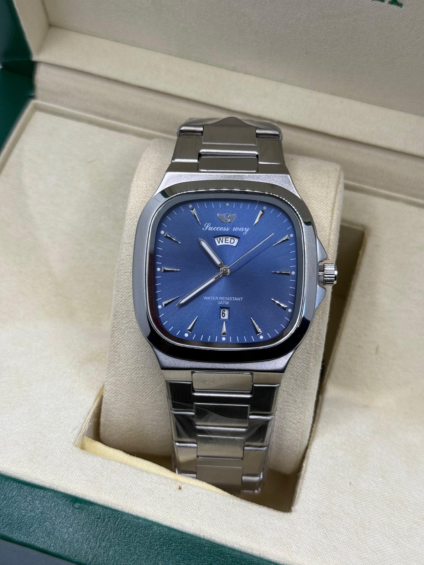 Success way silver with blue  dial DAY & DATE