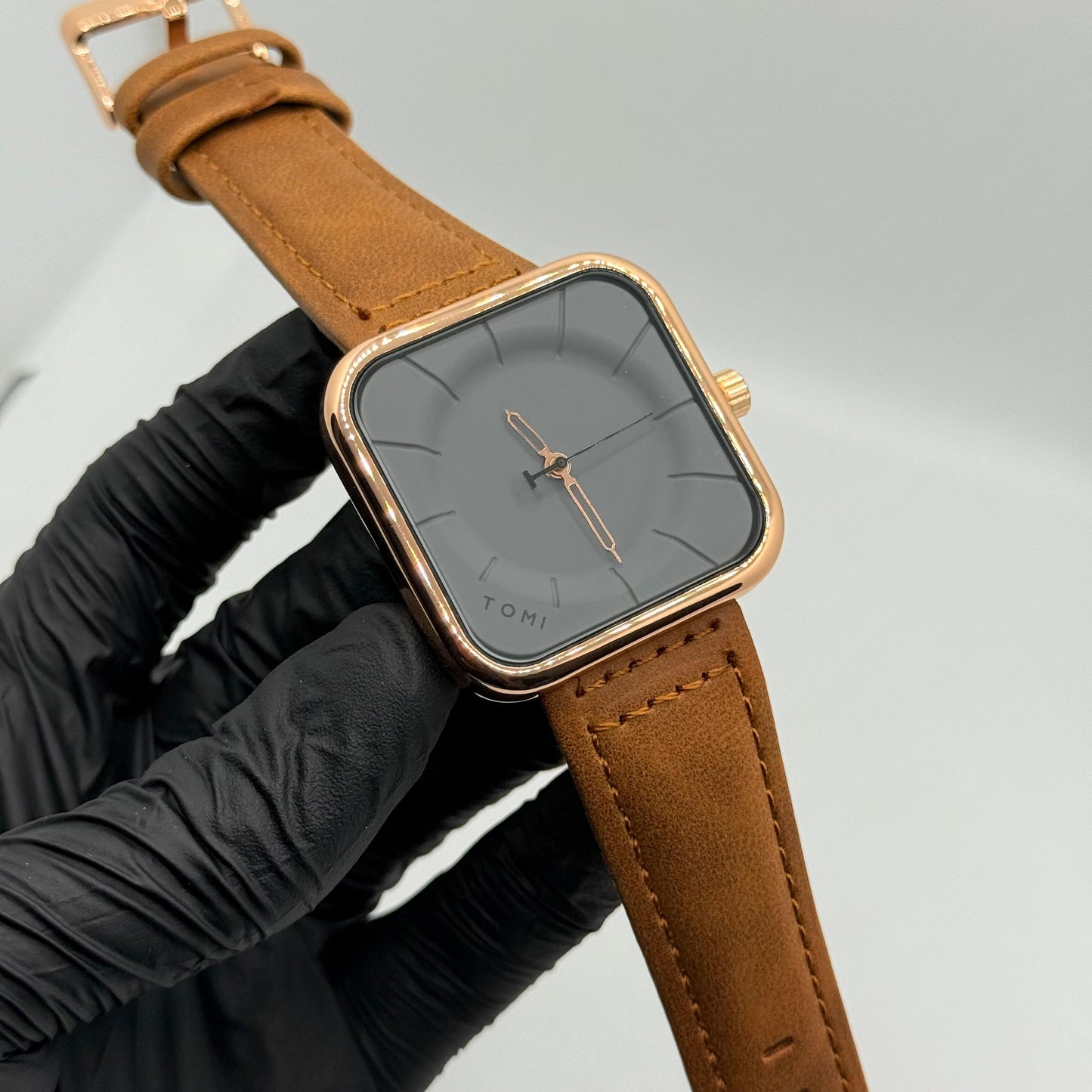 TOMI bronze colour strap with square dial watch