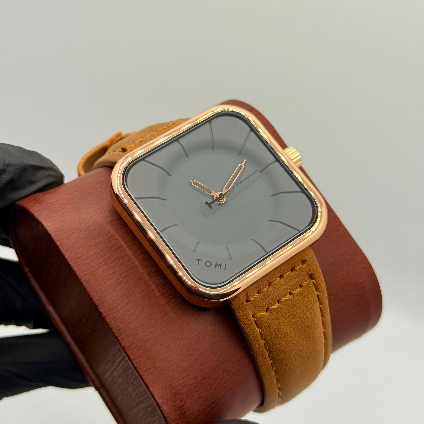 TOMI bronze colour strap with square dial watch