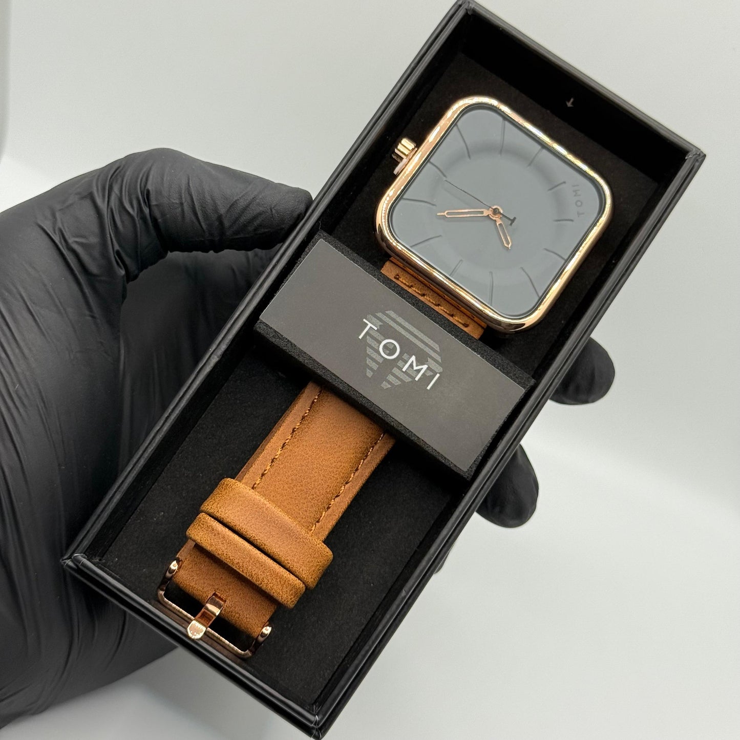 TOMI bronze colour strap with square dial watch