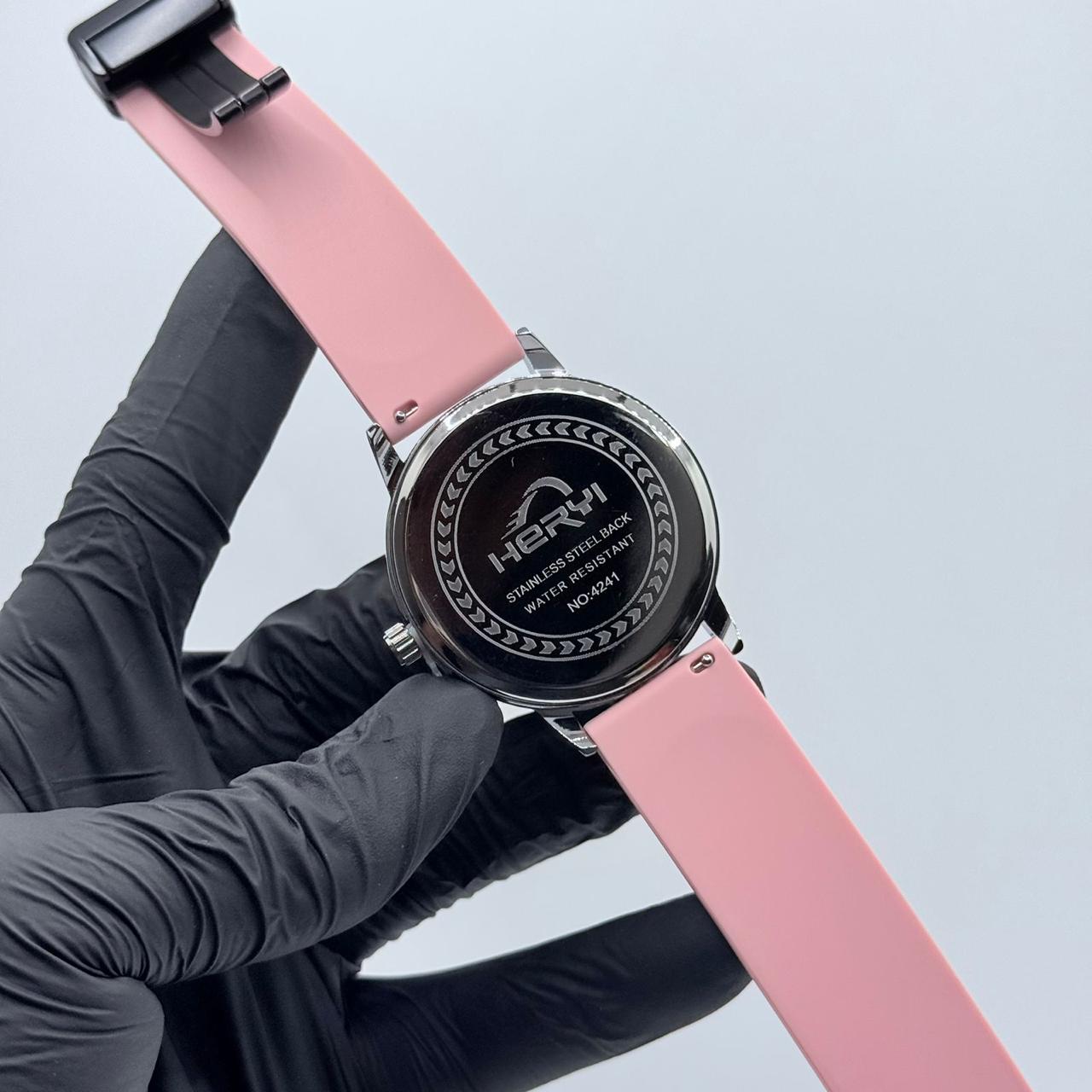 Casino watch with pink strap