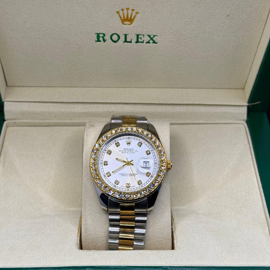 Rolex oyster perpetual truetone with white dial with date