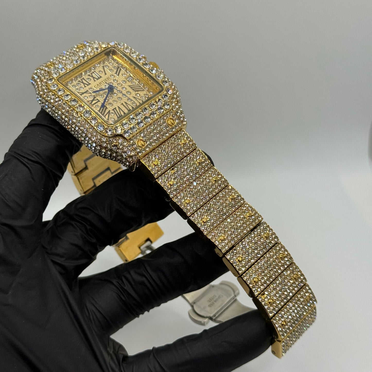 CARTIER karan Aujla watch  golden color