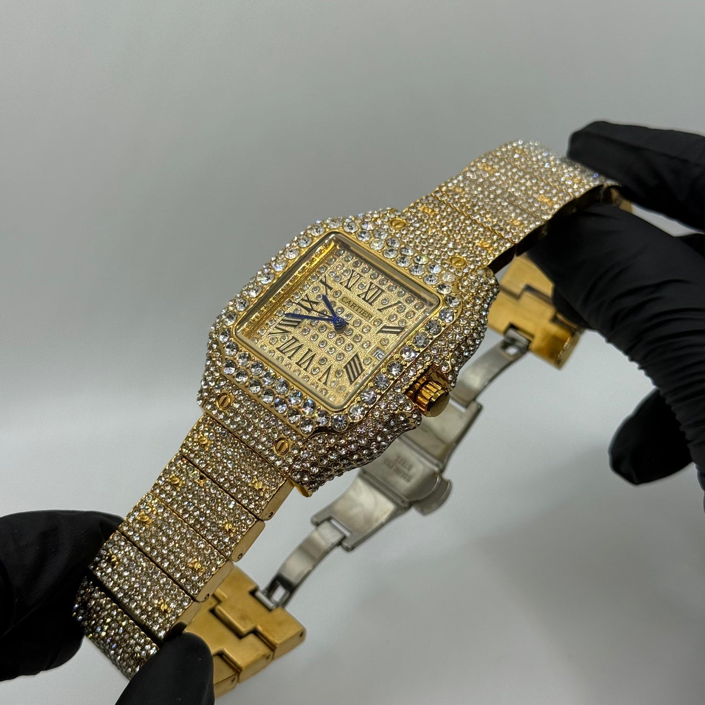 CARTIER karan Aujla watch  golden color