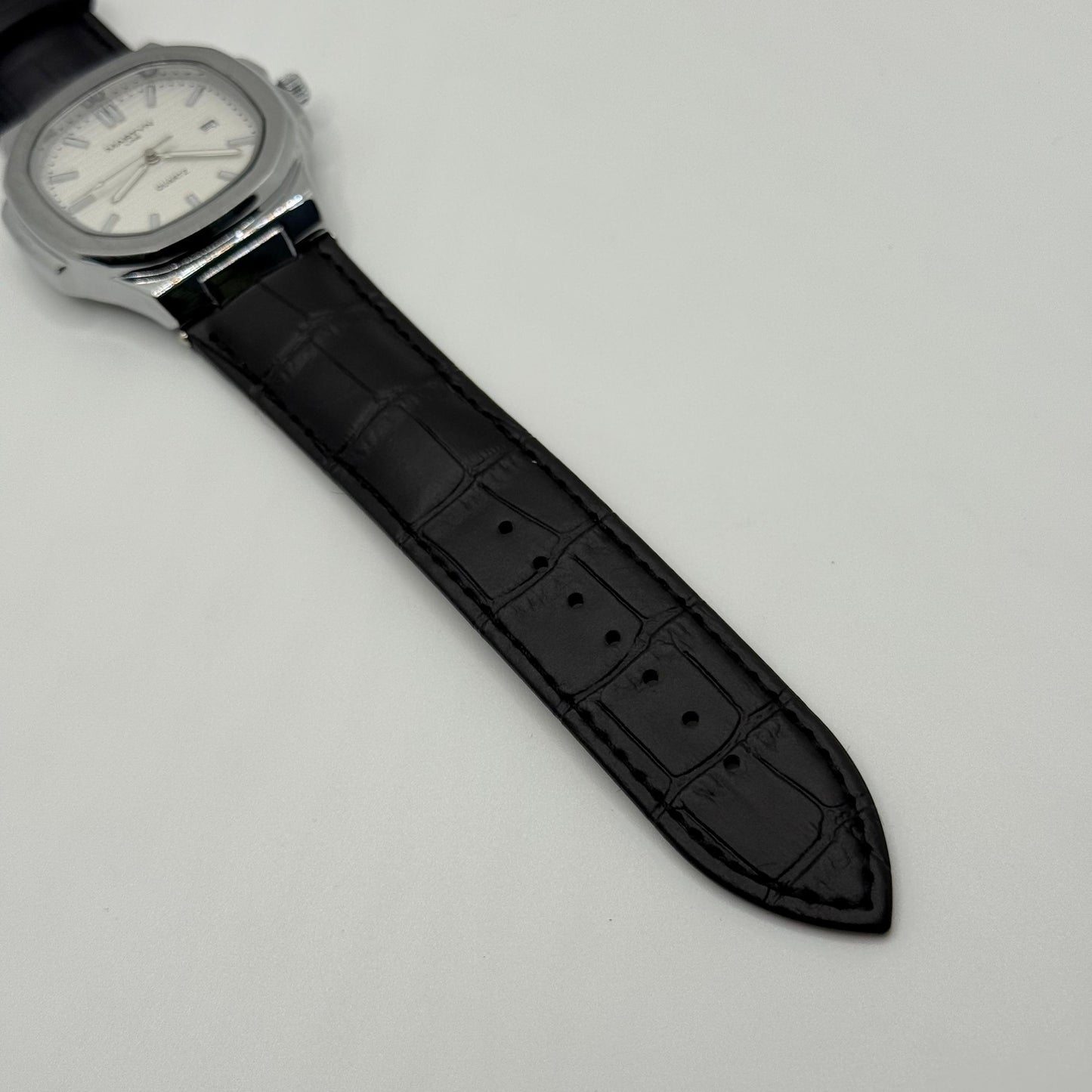 MARTIN white dial with black leather strap watch