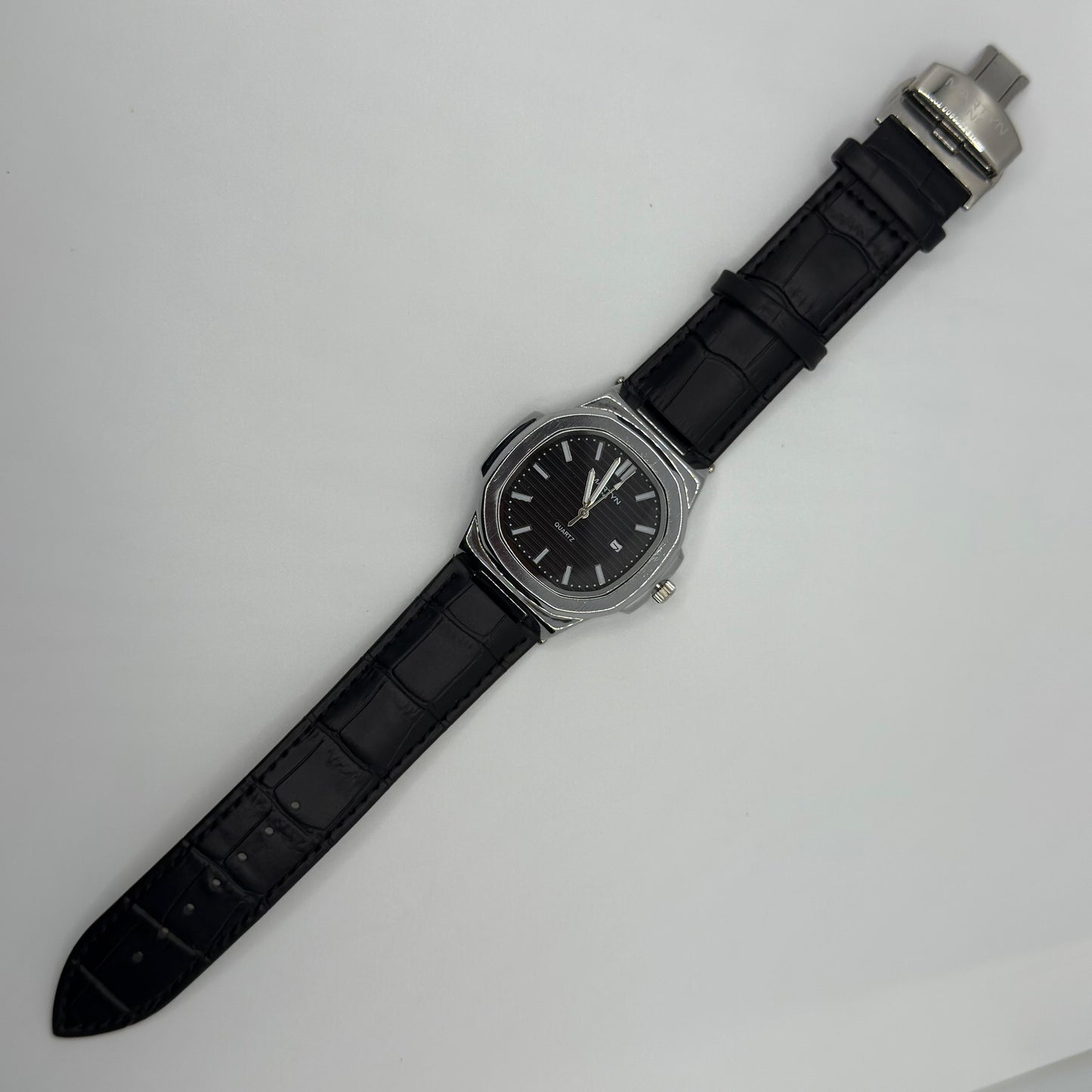 MARTIN black dial with black leather strap watch