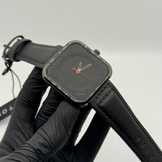 TOMI black colour strap with square dial watch