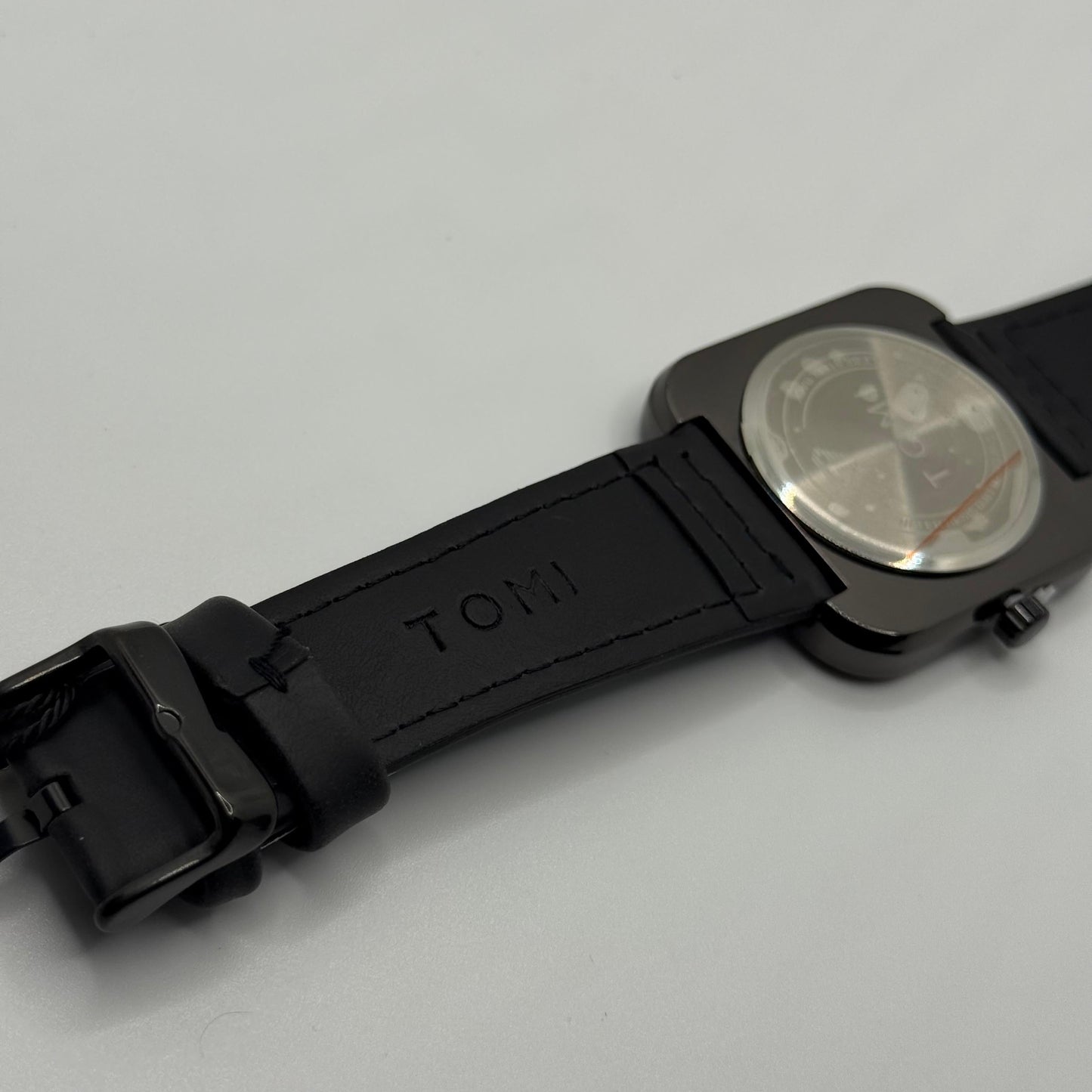 TOMI black colour strap with square dial watch